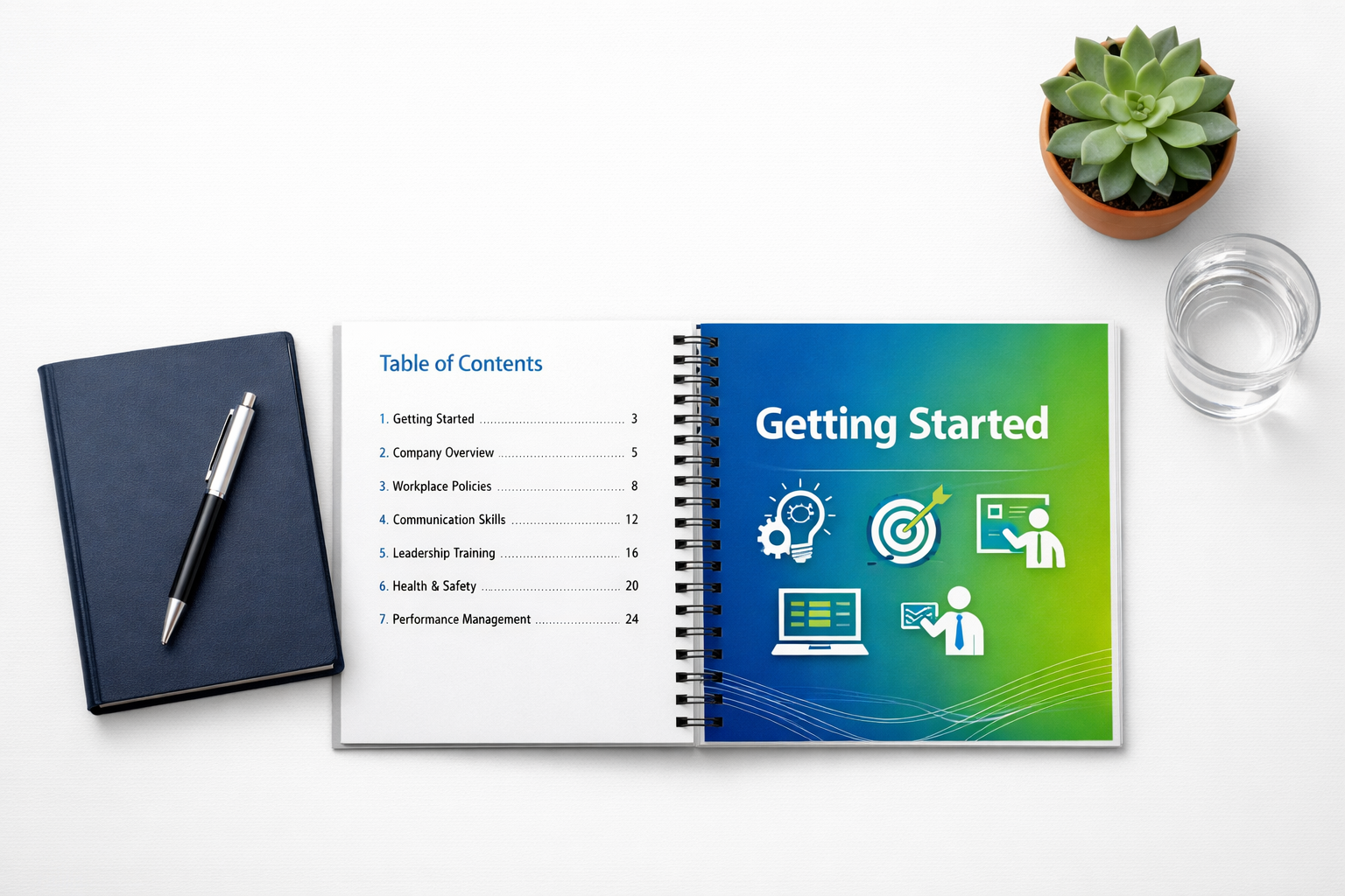 Professionally printed color training manuals